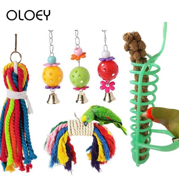 other bird supplies 6pcs parrot toy with bell natural wooden grass chewing bite hanging standing cage swing climb chew toys training
other bird supplies 6pcs parrot toy with bell natural wooden grass chewing bite hanging standing cage swing climb chew toys training
