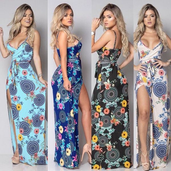 long skirt women's summer deep v-neck irregular sleeveless drawstring print dress, White
long skirt women's summer deep v-neck irregular sleeveless drawstring print dress, White