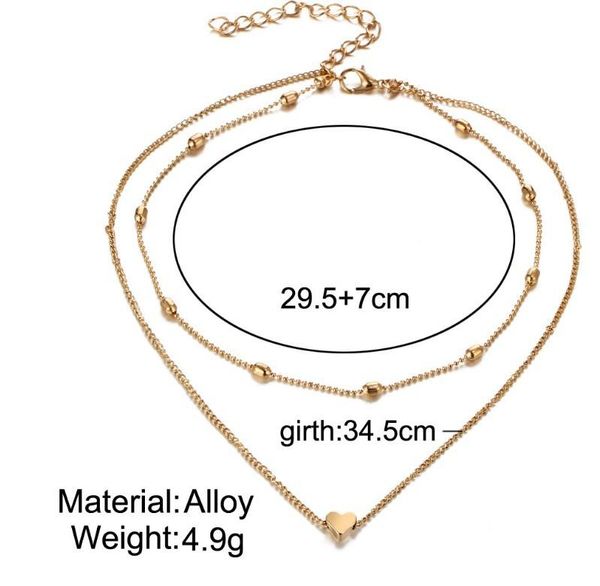 simple heart choker necklace for women multi layer beads chocker gold silver color sweet necklaces statement jewelry gifts chokers, Golden;silver
simple heart choker necklace for women multi layer beads chocker gold silver color sweet necklaces statement jewelry gifts chokers, Golden;silver