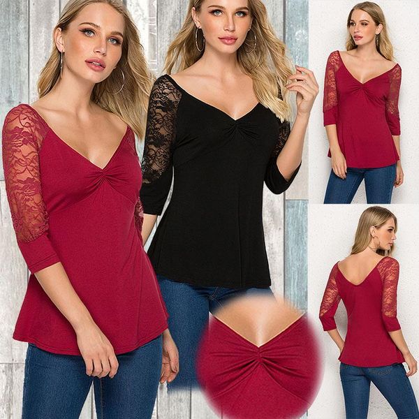 women's blouses & shirts plus size summer fashion lace blouse casual ladies solid tee female 3/4 sleeve shirt blusas pullover, White
women's blouses & shirts plus size summer fashion lace blouse casual ladies solid tee female 3/4 sleeve shirt blusas pullover, White