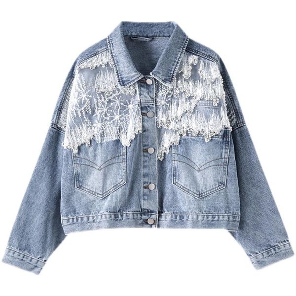women's jackets spring splicing beaded diamond mesh loose and thin denim jacket woman jean green, Black;brown
women's jackets spring splicing beaded diamond mesh loose and thin denim jacket woman jean green, Black;brown