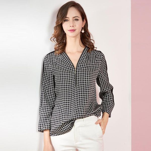 women's blouses & shirts high grade mulberry silk shirt v-neck long sleeve spring and summer european american women square printed pul, White
women's blouses & shirts high grade mulberry silk shirt v-neck long sleeve spring and summer european american women square printed pul, White