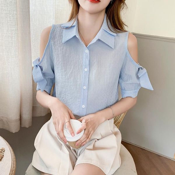 women's blouses & shirts fashion off shoulder chiffon blouse women elegant light blue loose shirt ladies chic bow female 2021 summ, White
women's blouses & shirts fashion off shoulder chiffon blouse women elegant light blue loose shirt ladies chic bow female 2021 summ, White