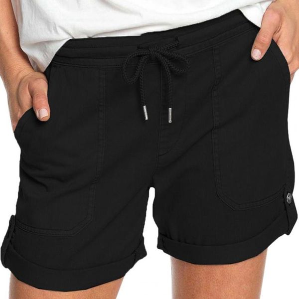 women's shorts mid rise solid color fashion ladies drawstring pockets short pants summer sports streetwear plus size, White;black
women's shorts mid rise solid color fashion ladies drawstring pockets short pants summer sports streetwear plus size, White;black