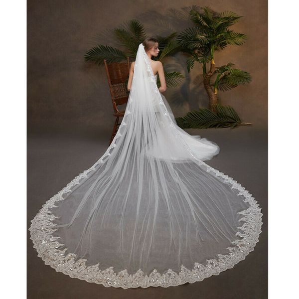 real image elegant 3 meters long one layer sequined lace edge bridal veil 3m white ivory wedding veil for bride, Black
real image elegant 3 meters long one layer sequined lace edge bridal veil 3m white ivory wedding veil for bride, Black
