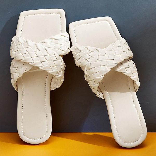 slippers woven sandals women's fashion outer wear flat bottom 2021 summer style square head fish mouth, Black
slippers woven sandals women's fashion outer wear flat bottom 2021 summer style square head fish mouth, Black