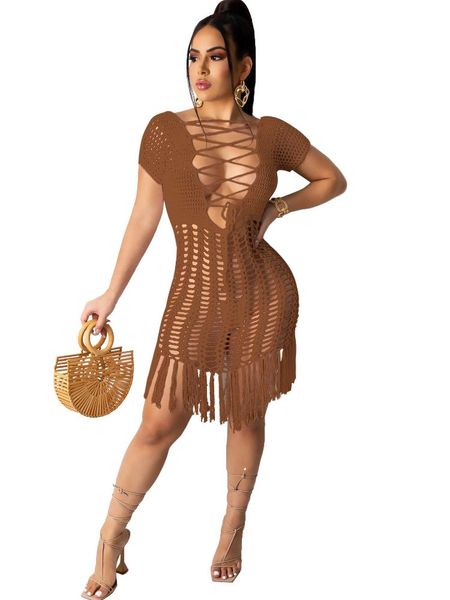 women's swimwear mesh dress beach cover up womens summer dresses fishnet bandage v collar short sleeve see through tassel, White;black
women's swimwear mesh dress beach cover up womens summer dresses fishnet bandage v collar short sleeve see through tassel, White;black