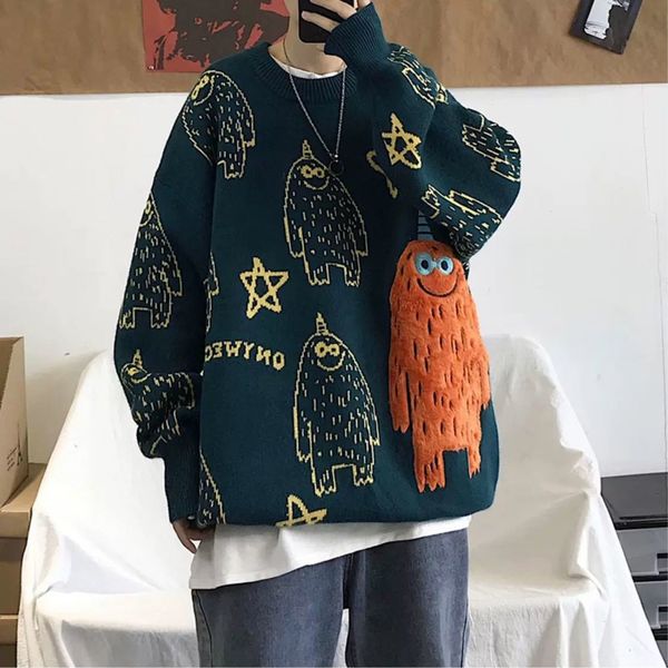 men's sweaters oversized streetwear padrão dos desenhos anima das mulheres homens camisola retro preguiçoso pulôver na moda da marca co, White;black
men's sweaters oversized streetwear padrão dos desenhos anima das mulheres homens camisola retro preguiçoso pulôver na moda da marca co, White;black