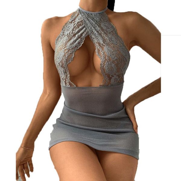 casual dresses grey lace patchwork hollow out halter women summer sleeveless mini party dress backless nightclub slim robe sj7557m, Black;gray
casual dresses grey lace patchwork hollow out halter women summer sleeveless mini party dress backless nightclub slim robe sj7557m, Black;gray