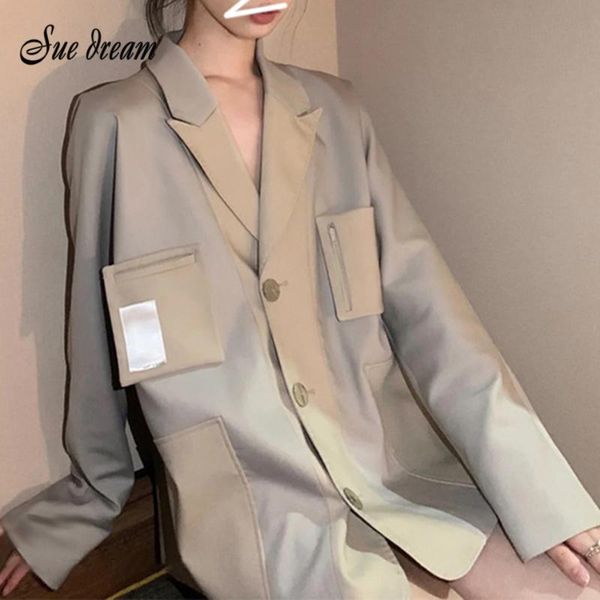 women's suits & blazers 2021 autumn fashion notched collar full sleeve single-breasted splicing pocket blazer jacket female trendy casu, White;black
women's suits & blazers 2021 autumn fashion notched collar full sleeve single-breasted splicing pocket blazer jacket female trendy casu, White;black