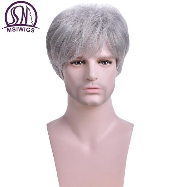 synthetic wigs msiwigs short silver grey wig mens hair old people straight for the aged white color, Black
synthetic wigs msiwigs short silver grey wig mens hair old people straight for the aged white color, Black