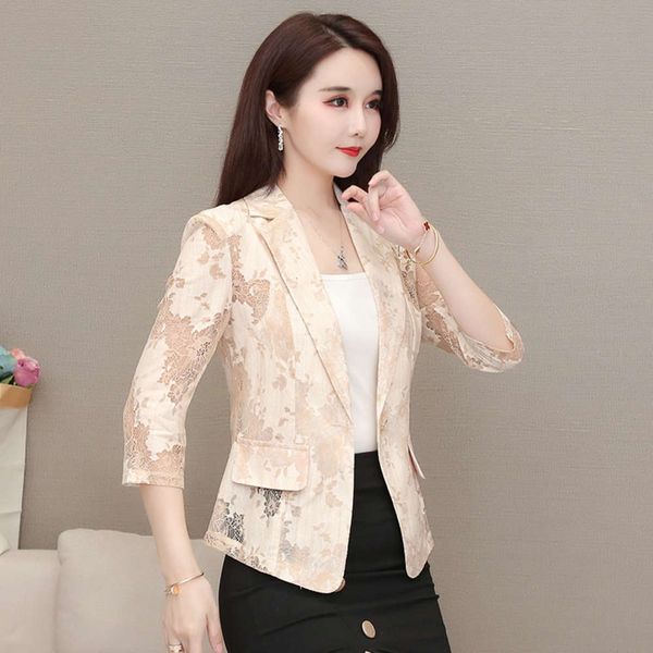 thin lace suit coat women's spring and summer version fashion temperament slim casual medium sleeve small, Black;brown
thin lace suit coat women's spring and summer version fashion temperament slim casual medium sleeve small, Black;brown