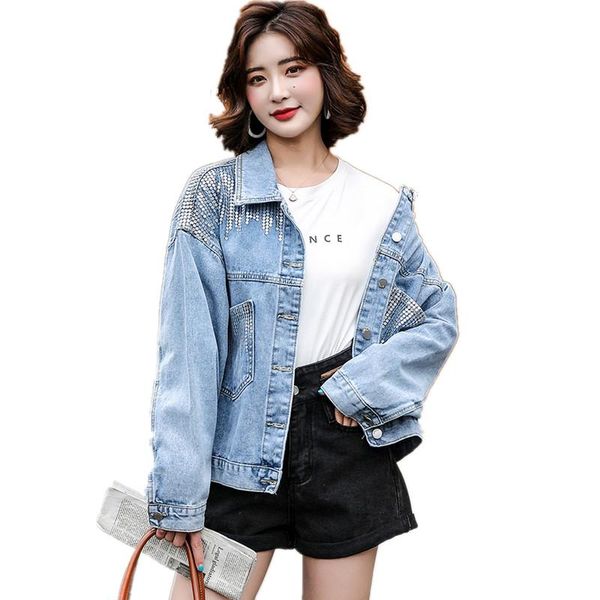 women's jackets large size sequined denim jacket spring autumn 2021 long sleeve turn-down collar streetwear outerwear y030, Black;brown
women's jackets large size sequined denim jacket spring autumn 2021 long sleeve turn-down collar streetwear outerwear y030, Black;brown