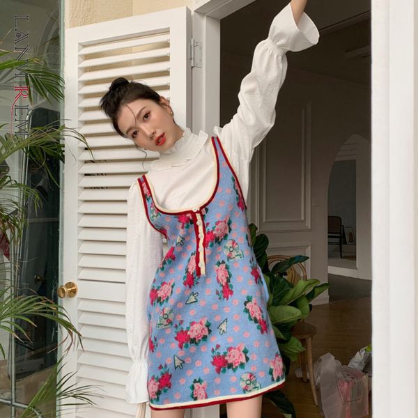 women vintage knitted vest dress print flower spring summer female cute short dresses a-line all match 2d1302 210507, Black;gray
women vintage knitted vest dress print flower spring summer female cute short dresses a-line all match 2d1302 210507, Black;gray
