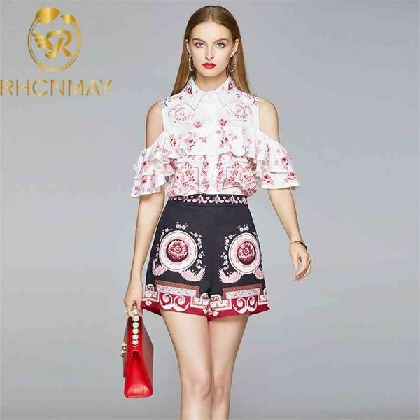 fashion runway summer 2 piece set women off shoulder ruffles floral print shirt + high waist wide leg shorts 210520, White
fashion runway summer 2 piece set women off shoulder ruffles floral print shirt + high waist wide leg shorts 210520, White