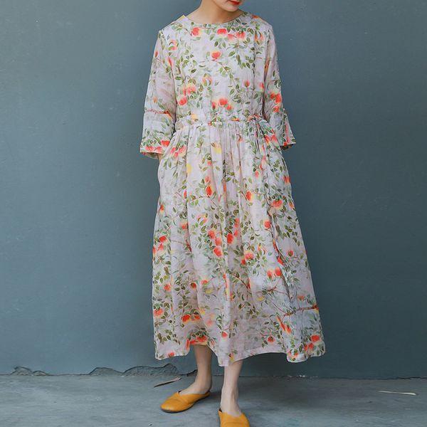 johnature women bandage print floral dress vintage robes ramie o-neck half sleeve summer loose dress 210521, Black;gray
johnature women bandage print floral dress vintage robes ramie o-neck half sleeve summer loose dress 210521, Black;gray
