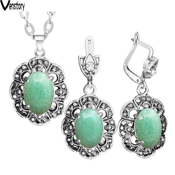 earrings & necklace natural stone jewelry set vintage look fashion for women, Silver
earrings & necklace natural stone jewelry set vintage look fashion for women, Silver