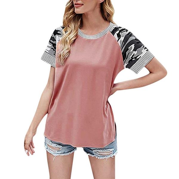 women's t-shirt 2021 women short sleeve summer stripe stitching t shirt casual loose tees femme ladies soft clothes #t1g, White
women's t-shirt 2021 women short sleeve summer stripe stitching t shirt casual loose tees femme ladies soft clothes #t1g, White