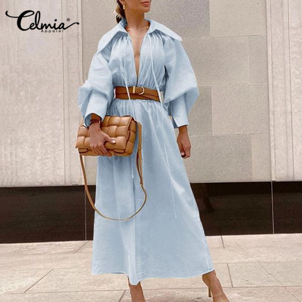 dresses 5xl women fashion large lapel maxi celmia 2021 bohemian lantern sleeve solid dress casual loose robe deep v vestidos, Black;gray
dresses 5xl women fashion large lapel maxi celmia 2021 bohemian lantern sleeve solid dress casual loose robe deep v vestidos, Black;gray