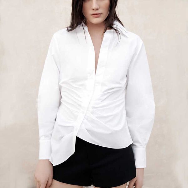 women shirt za fashion lapel single-breasted asymmetric cardigan chic women casual street 210601, White
women shirt za fashion lapel single-breasted asymmetric cardigan chic women casual street 210601, White