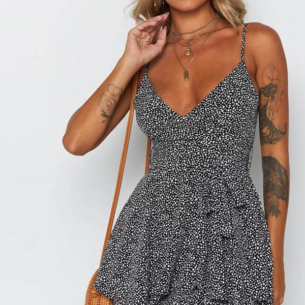 women dresses summer dress deep v neck sleeveless dot print cascading ruffle bandage mini strap party vestidos verano, Black;gray
women dresses summer dress deep v neck sleeveless dot print cascading ruffle bandage mini strap party vestidos verano, Black;gray