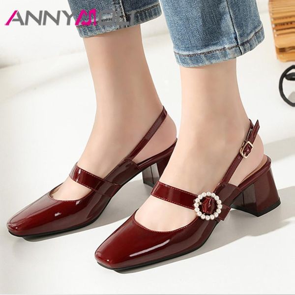 dress shoes annymoli women slingbacks real leather high heels buckle strap thick heel pumps pearl square toe female footwear wine red, Black
dress shoes annymoli women slingbacks real leather high heels buckle strap thick heel pumps pearl square toe female footwear wine red, Black
