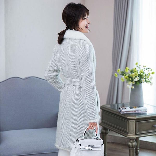 women's fur & faux real coat large natural mink collar long winter jacket women lamb liner tweed wool coats 68226yq1808, Black
women's fur & faux real coat large natural mink collar long winter jacket women lamb liner tweed wool coats 68226yq1808, Black