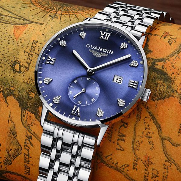 wristwatches guanqin watch for men luxury casual classic quartz movement waterproof date display fashion crystals blue day dial, Slivery;brown
wristwatches guanqin watch for men luxury casual classic quartz movement waterproof date display fashion crystals blue day dial, Slivery;brown