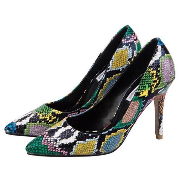 dress shoes elegance vintage women heel pumps pu slip on 9cm thin high heels pointed toe snake pattern party wedding for, Black
dress shoes elegance vintage women heel pumps pu slip on 9cm thin high heels pointed toe snake pattern party wedding for, Black