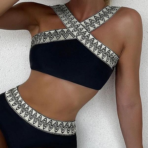 women's swimwear bikini 2021 brazilian women swimsuit ladies korea for beachwear split elastic plate with stripe polyester sierra, White;black
women's swimwear bikini 2021 brazilian women swimsuit ladies korea for beachwear split elastic plate with stripe polyester sierra, White;black