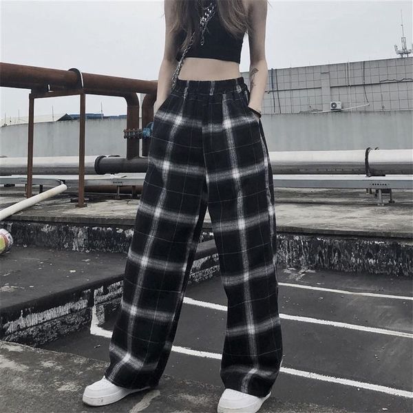 women loose bf pants polyester casual flat high straight leg jogger punk trousers dropshipping pockets sweatpants clothes gothic 210319, Black;white
women loose bf pants polyester casual flat high straight leg jogger punk trousers dropshipping pockets sweatpants clothes gothic 210319, Black;white