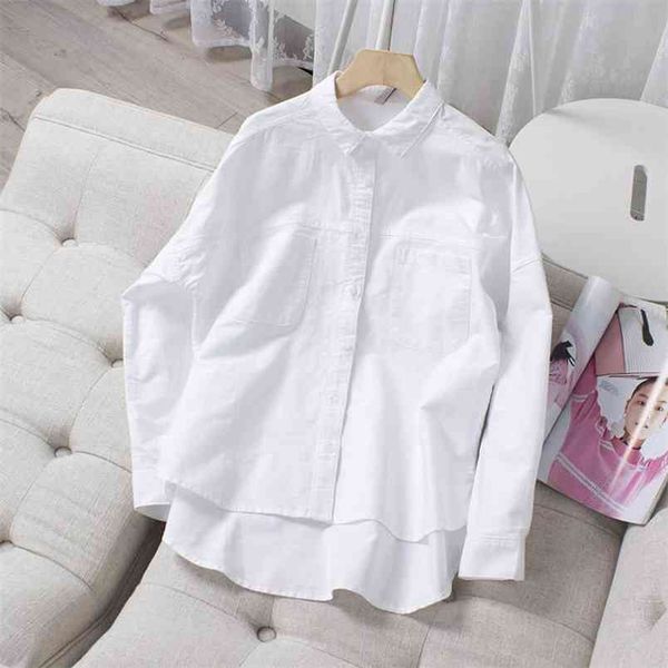 spring fashion women all-matched casual white shirt 100% cotton long sleeve loose shirts femme blouse s276 210512
spring fashion women all-matched casual white shirt 100% cotton long sleeve loose shirts femme blouse s276 210512