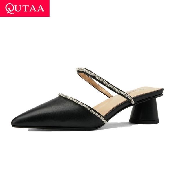 dress shoes qutaa 2021 fashion crystal slip on women square heel slingback sandals cow leather pointed toe ladies pumps size 34-40, Black
dress shoes qutaa 2021 fashion crystal slip on women square heel slingback sandals cow leather pointed toe ladies pumps size 34-40, Black