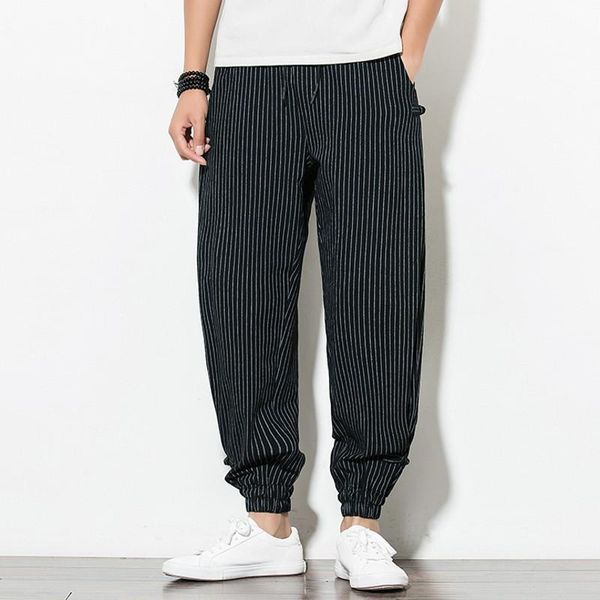men's pants men striped cotton linen white harem pant baggy loose thin breathable summer trousers male casual streetwear jogger, Black
men's pants men striped cotton linen white harem pant baggy loose thin breathable summer trousers male casual streetwear jogger, Black