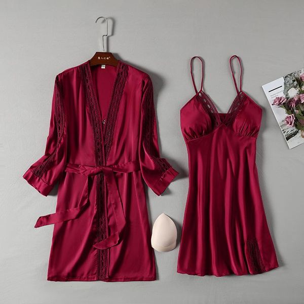 women's sleepwear hollow out wedding robe set women 2pcs spring summer nightdress three quarter knee-length kimono bathroe gown, Black;red
women's sleepwear hollow out wedding robe set women 2pcs spring summer nightdress three quarter knee-length kimono bathroe gown, Black;red