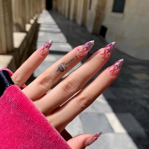 pink flame glitter powder fake nails full cover tips reusable stiletto pointy almond shape false with liquid glue, Red;gold
pink flame glitter powder fake nails full cover tips reusable stiletto pointy almond shape false with liquid glue, Red;gold