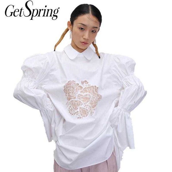 getspring women blouse cotton white shirt long sleeve embroidered hollow out s puff ladies 210601
getspring women blouse cotton white shirt long sleeve embroidered hollow out s puff ladies 210601