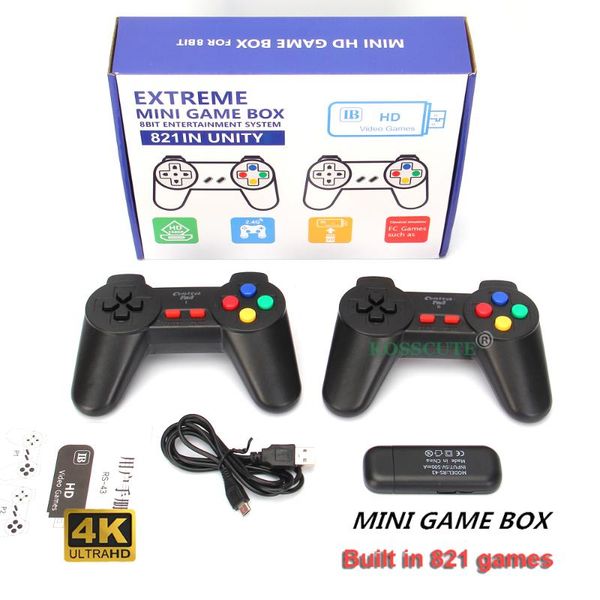 portable game players hd-compatible video console built in 821 retro wireless controller av/hd output mini box
portable game players hd-compatible video console built in 821 retro wireless controller av/hd output mini box
