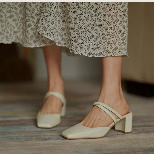 slippers elegant ladies white leather retro square toe block heel summer dress shoes formal high heels women, Black
slippers elegant ladies white leather retro square toe block heel summer dress shoes formal high heels women, Black