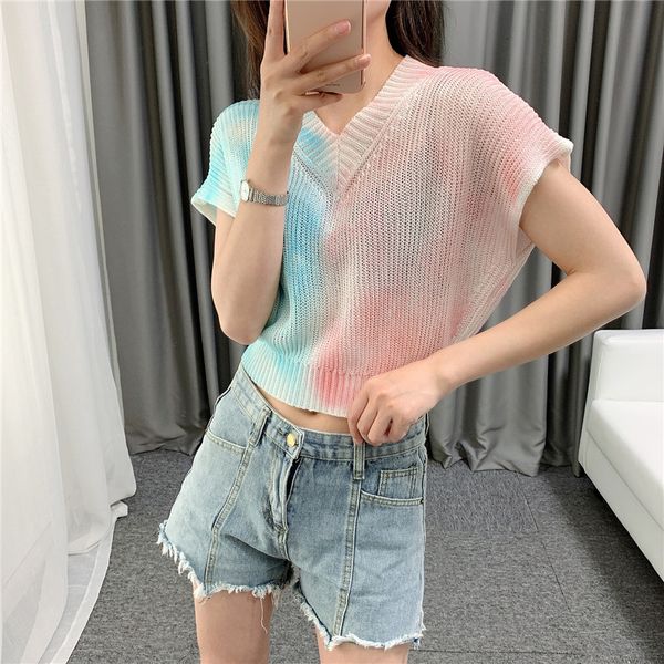 tee contrast tie-dyed shirt crop hit patchwork sweater vest women knitted short, White
tee contrast tie-dyed shirt crop hit patchwork sweater vest women knitted short, White