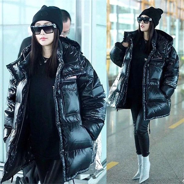 medium length bright skin wash star same down jacket loose version and women's couple bread white duck, Black
medium length bright skin wash star same down jacket loose version and women's couple bread white duck, Black