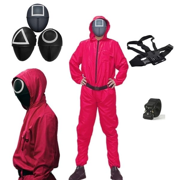squid game villain red jumpsuit cosplay costumes round six npc circle triangle square mask strap belt accessories halloween
squid game villain red jumpsuit cosplay costumes round six npc circle triangle square mask strap belt accessories halloween