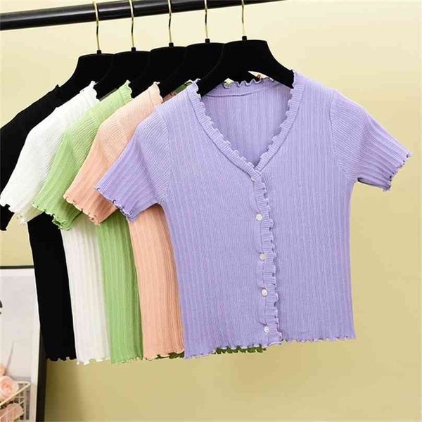 korean crop sweater women v neck single breasted short cardigan summer sleeve ruffles thin pull knitted 210525, White;black
korean crop sweater women v neck single breasted short cardigan summer sleeve ruffles thin pull knitted 210525, White;black