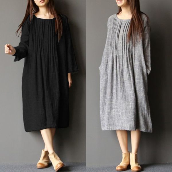 dresses vintage midi dress women's spring sundress 2021 casual long sleeve vestidos female pleated robe femme plus size, Black;gray
dresses vintage midi dress women's spring sundress 2021 casual long sleeve vestidos female pleated robe femme plus size, Black;gray