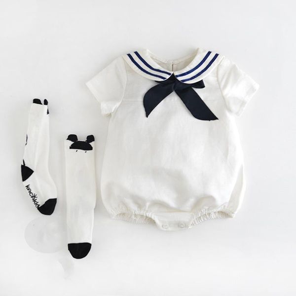 jumpsuits baby girls navy sailor white clothes lovely bow tie collor polka dot pink rompers children summer climb jumpsuit with socks, Blue
jumpsuits baby girls navy sailor white clothes lovely bow tie collor polka dot pink rompers children summer climb jumpsuit with socks, Blue
