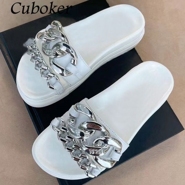 thick sole metal chain women slippers peep toe rubber flat platform ladies slides summer fashion brand designer shoes for 60% off store onli, Black
thick sole metal chain women slippers peep toe rubber flat platform ladies slides summer fashion brand designer shoes for 60% off store onli, Black