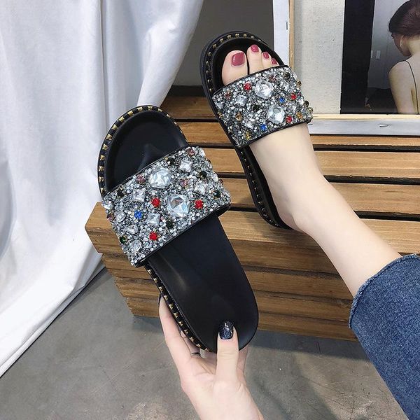 slippers bling women multicolor crystal summer sandals flip flops slides ladies low heel casual shoes rhinestone, Black
slippers bling women multicolor crystal summer sandals flip flops slides ladies low heel casual shoes rhinestone, Black