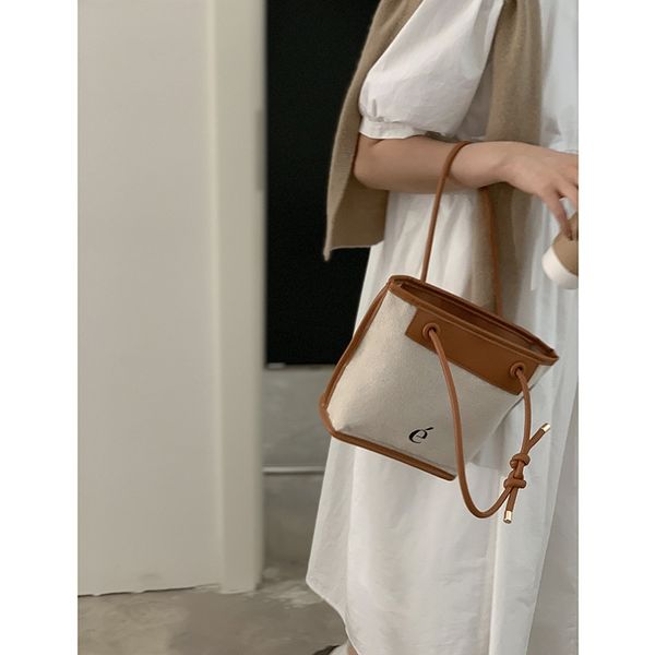 linen canvas bag female summer 2021 new fashion korean tote bag french minority one shoulder handbag