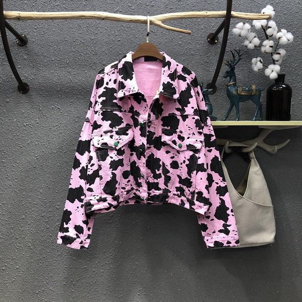 women's jackets cow print denim coats 2021 spring summer loose long-sleeved outwear single-breasted casual students jean, Black;brown
women's jackets cow print denim coats 2021 spring summer loose long-sleeved outwear single-breasted casual students jean, Black;brown