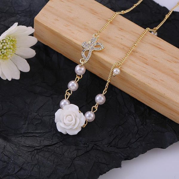 pendant necklaces fashion simple girl sweet rose pearl choker collarbone chain butterfly lady banquet necklace, Silver
pendant necklaces fashion simple girl sweet rose pearl choker collarbone chain butterfly lady banquet necklace, Silver